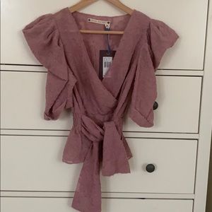 Chelsea & Violet puff sleeve peplum blouse